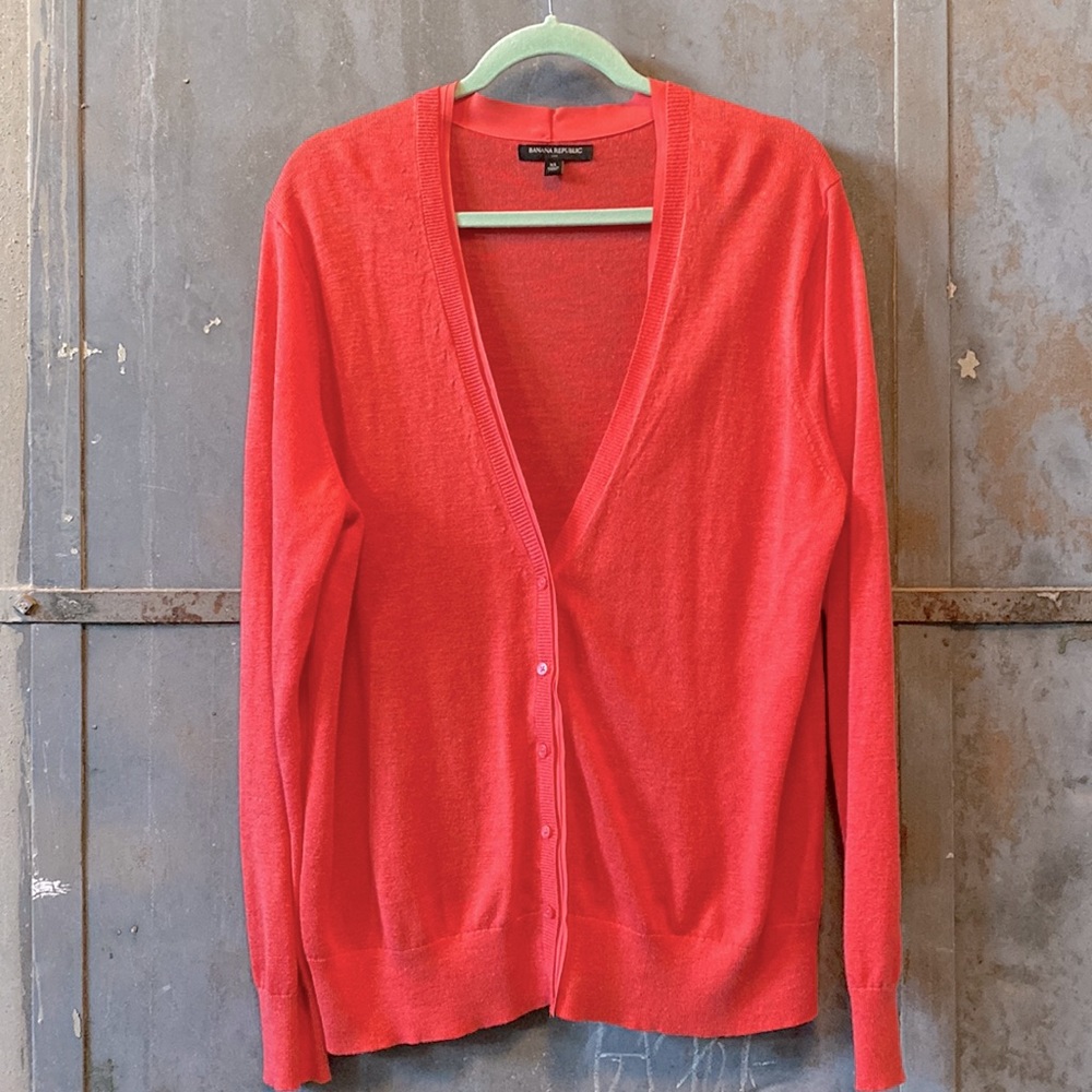 Banana Republic Red Coral Sherbet Cardigan